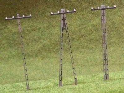 Concrete Electric Pole 1-87 laser cut and resin 3D print model