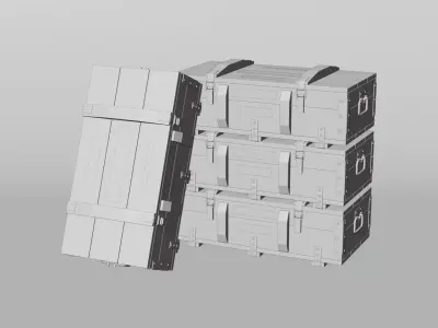 Military Wooden Weapon Crates Low-poly 3D model