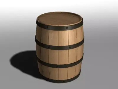 Wooden Barrel Low-poly 3D model 12