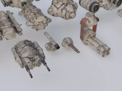 SCI FI Kitbash incl procedural shader Free low-poly 3D model
