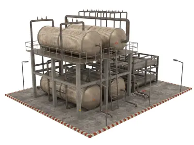 Oil Refinery  Low-poly 3D model