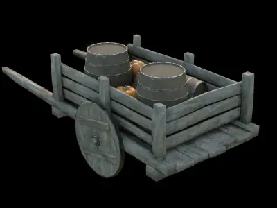 Medieval Cart Scene Low-poly 3D model