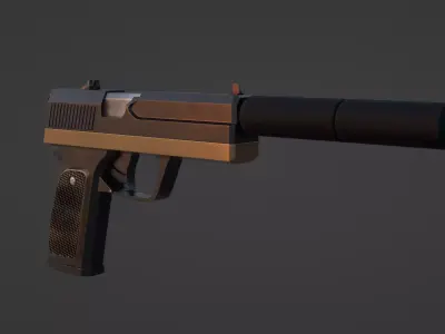 Animated pistol Free 3D model