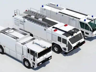 3 Pack Low Poly Blank Airport ARFF Firetruck 