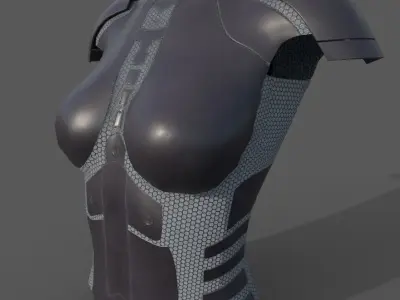 Simple sci-fi female black armor Low-poly 3D model Low-poly 3D model