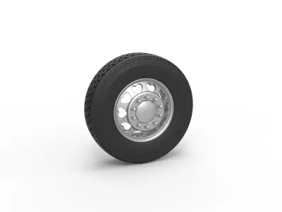 Front custom wheel of semi truck Version 25 Scale 1 to 25 3D print model