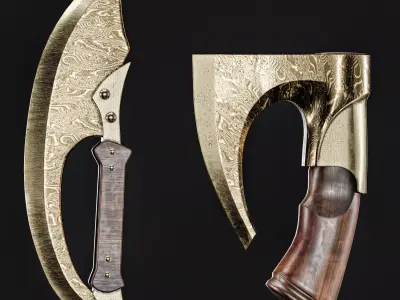 Small Combat Axe Low-poly 3D model