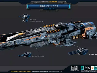 SR - Starships PACK Low-poly 3D model