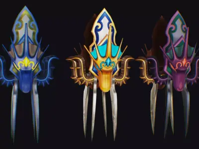 Claw Hand Dragon Face Claws Glove Blade Cutting Edged Wedge Low-poly 3D model