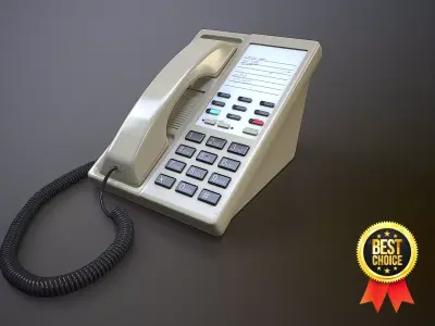 Office Basic Telephone white color Low-poly 3D model