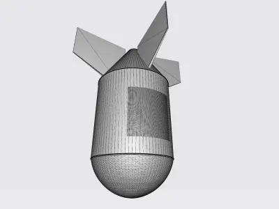 Nuclear warhead missile cartoon  Free low-poly 3D model