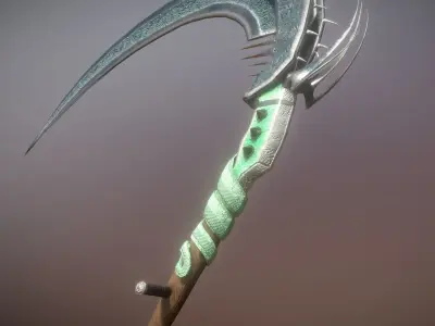 Superfuntimes Fantasy Jade Python Scythe Low-poly 3D model