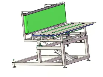 Hydraulic Cylinder Operated Tilting Platform with Belt Conveyor 3D model