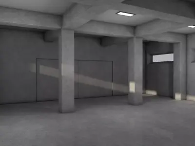 Empty Warehouse Low-poly 3D model