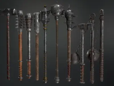 Medieval Weapons Mace Collection - 01 Low-poly 3D model