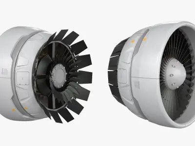 Propulsion Jet Rotor White Animated Rigged for Maya 3D model