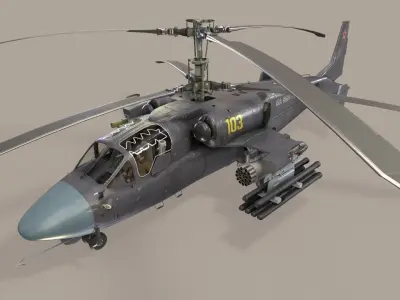 Kamov Ka-52K Katran Complex Animation Low-poly 3D model