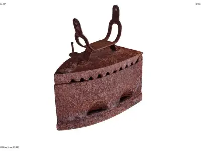Antique rusty charcoal iron 3D model