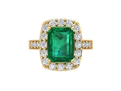 Emerald Art Deco Ring 3D print model 25