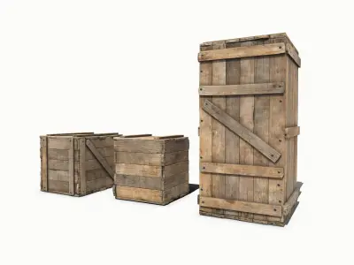 Wooden Boxes Low-poly PBR Free low-poly 3D model