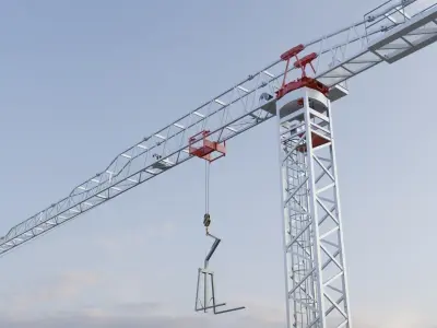 Flat Top Tower Crane 3 - Construction Crane 3D model
