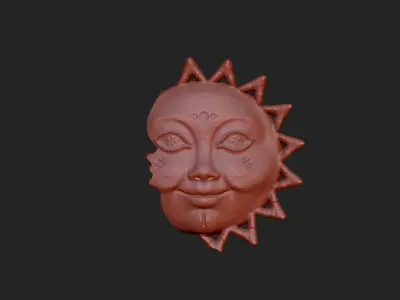 Sun and Moon face 3D print model