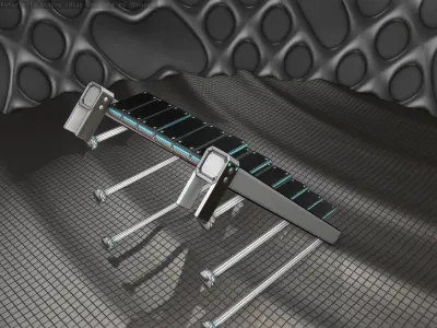 Sci-Fi Stairs - 13 - Silver Blue Neon Light Version Low-poly 3D model