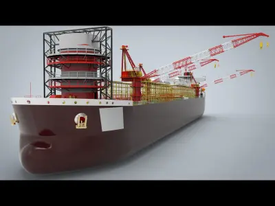 FPSO Vessel Low-poly 3D model