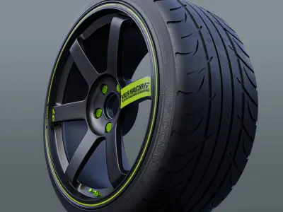 Volk Racing TE37 Rim with tire 3D model
