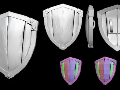 Low-Poly Shield with hand Low-poly 3D model