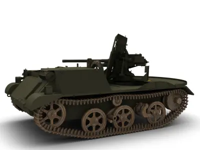 Brengun carriage with 2 pounder AT gun 3D model