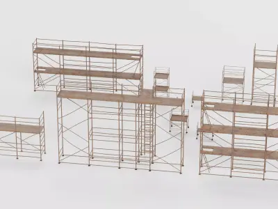 -Old Rusty Scaffolding Set- 3D model