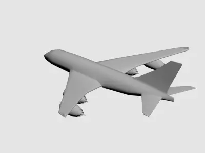 Airplane flying in sky Low-poly 3D model