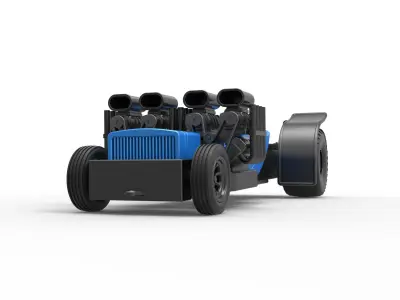 Pulling truck 2wd Hot rod 2 V8 Version 2 Scale 1 to 25 3D print model