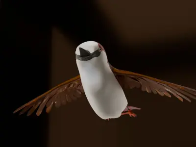 Animated Bird in Flight  Fully Rigged 3D Model for Games Renders Low-poly 3D model