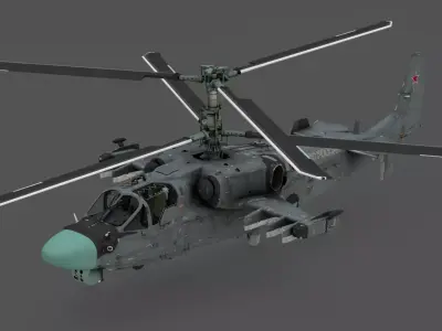 Kamov Ka-52 Alligator 3D Model Russian Attack Helicopter Free low-poly 3D model