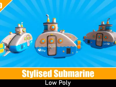 Stylized Submarine Low-poly 3D model