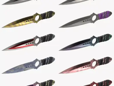 Skeleton Knifes Set 3D model