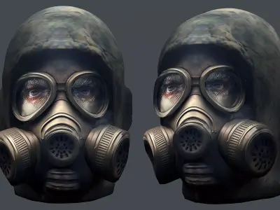 Gas mask helmet 3d model military combat Low-poly Low-poly 3D model shop