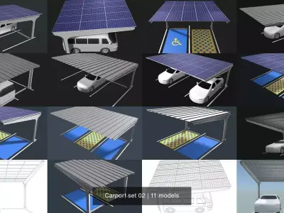 Carport set 02 3D Model Pack