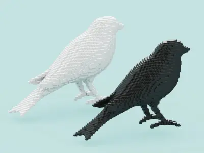 Voxel Bird Low-poly 3D model