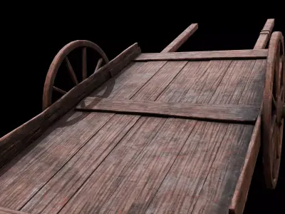 Medieval Wooden Cart Low-poly 3D model order