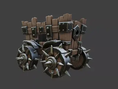 Spiked Wooden War Cart Low-poly 3D model