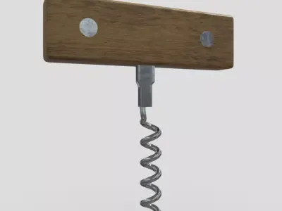 Corkscrew 3 bottle opener with spiral Low-poly 3D model
