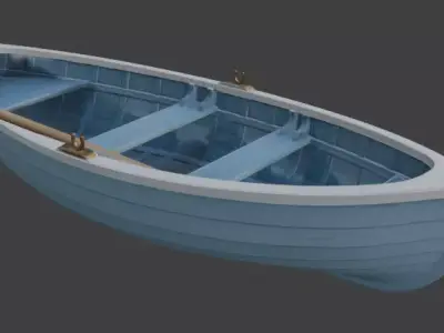 Small Blue Rowboat Clean Classic Boat 3D Model 3D model