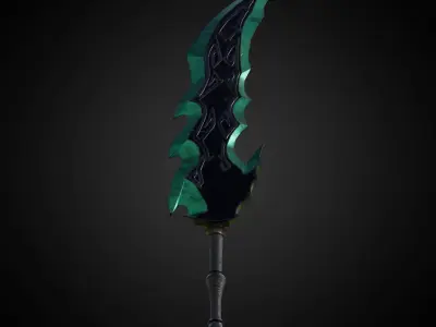 Wounded Sword Emerald Green Low-poly 3D model