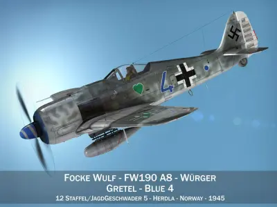 Focke Wulf - FW190 A8 - Blue 4 3D model