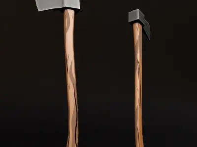 Wooden axe low poly 3d model Low-poly 3D model