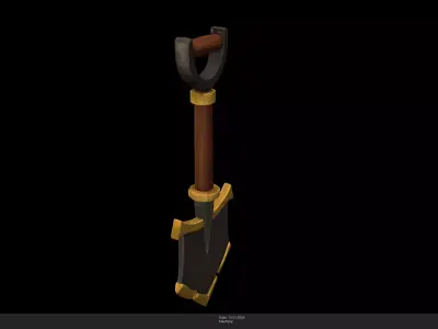 Stylized Golden Shovel Game Ready - AI Low-poly 3D model