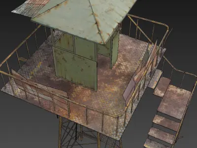 Tower guard with stairs Low-poly 3D model